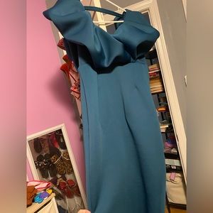 ASOS dark green knee high bodycon dress